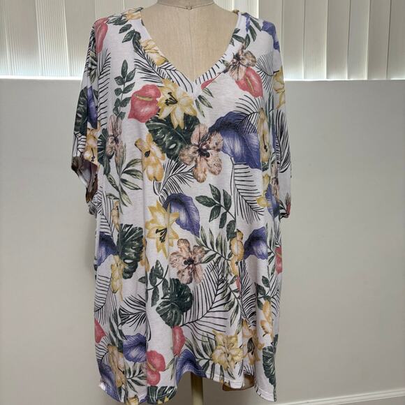 NWT HOPELY White FLORAL WOMEN'S  V-NECK Bohemian BLOUSE Small - Picture 1 of 5